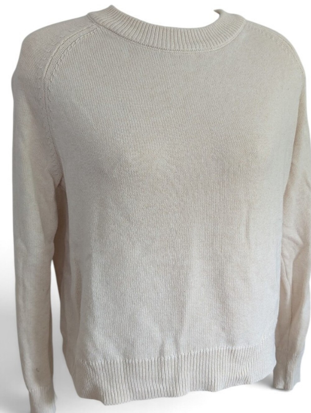 Calvin Klein Women's Beige Cotton Knit Sweather Size Large Boxy Fit Long Sleeve